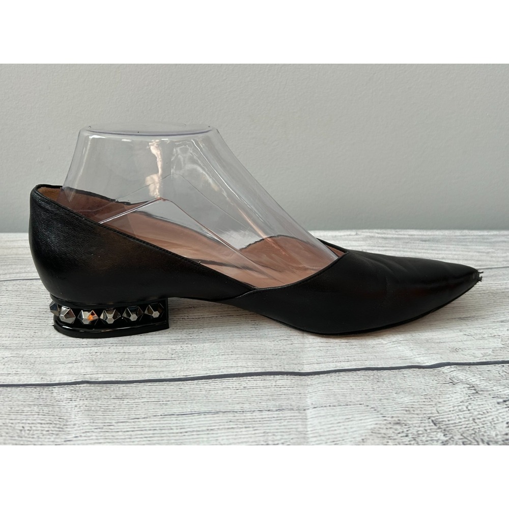 Nicholas Kirkwood Pointed Toe Womens 8 Black Leather Stud Heel Edgy
